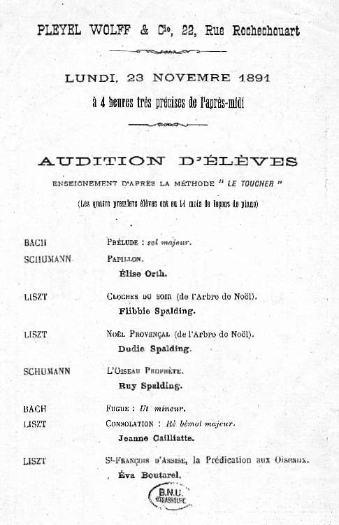 Programme d'une audition